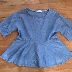 AG Chambray Denim Peplum Swing Top
